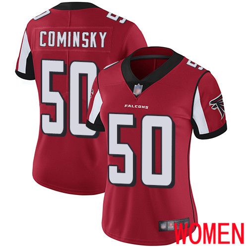 Atlanta Falcons Limited Red Women John Cominsky Home Jersey NFL Football #50 Vapor Untouchable